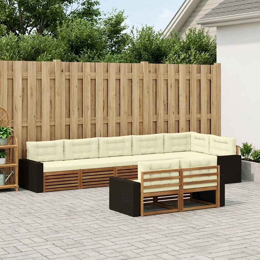 vidaXL Zestaw sof na zewnątrz z poduszką 8 pcs Naturalny i Kremowy