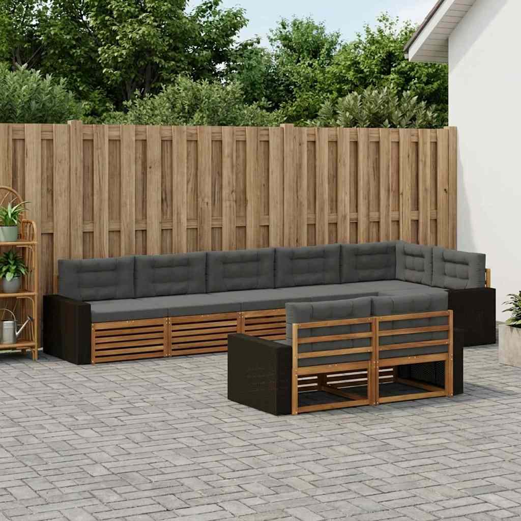 vidaXL Zestaw sof na zewnątrz z poduszką 8 pcs Naturalny i Antracytowy