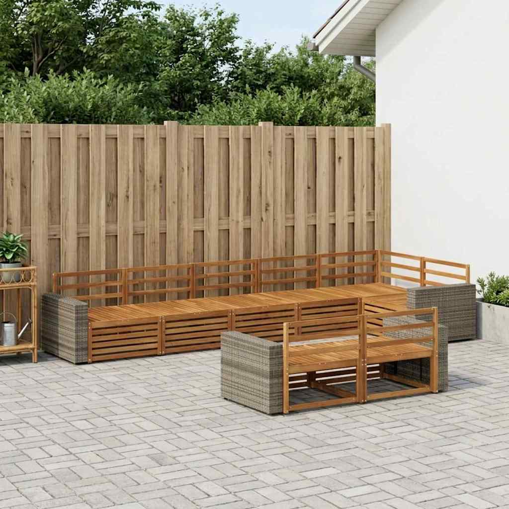 vidaXL Zestaw sof na zewnątrz 8 pcs naturalny