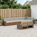 vidaXL Zestaw sof na zewnątrz z poduszką 8 pcs Naturalny i jasnoszary