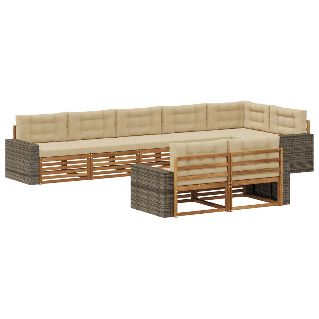 vidaXL Zestaw sof na zewnątrz z poduszką 8 pcs Naturalny i Beżowy