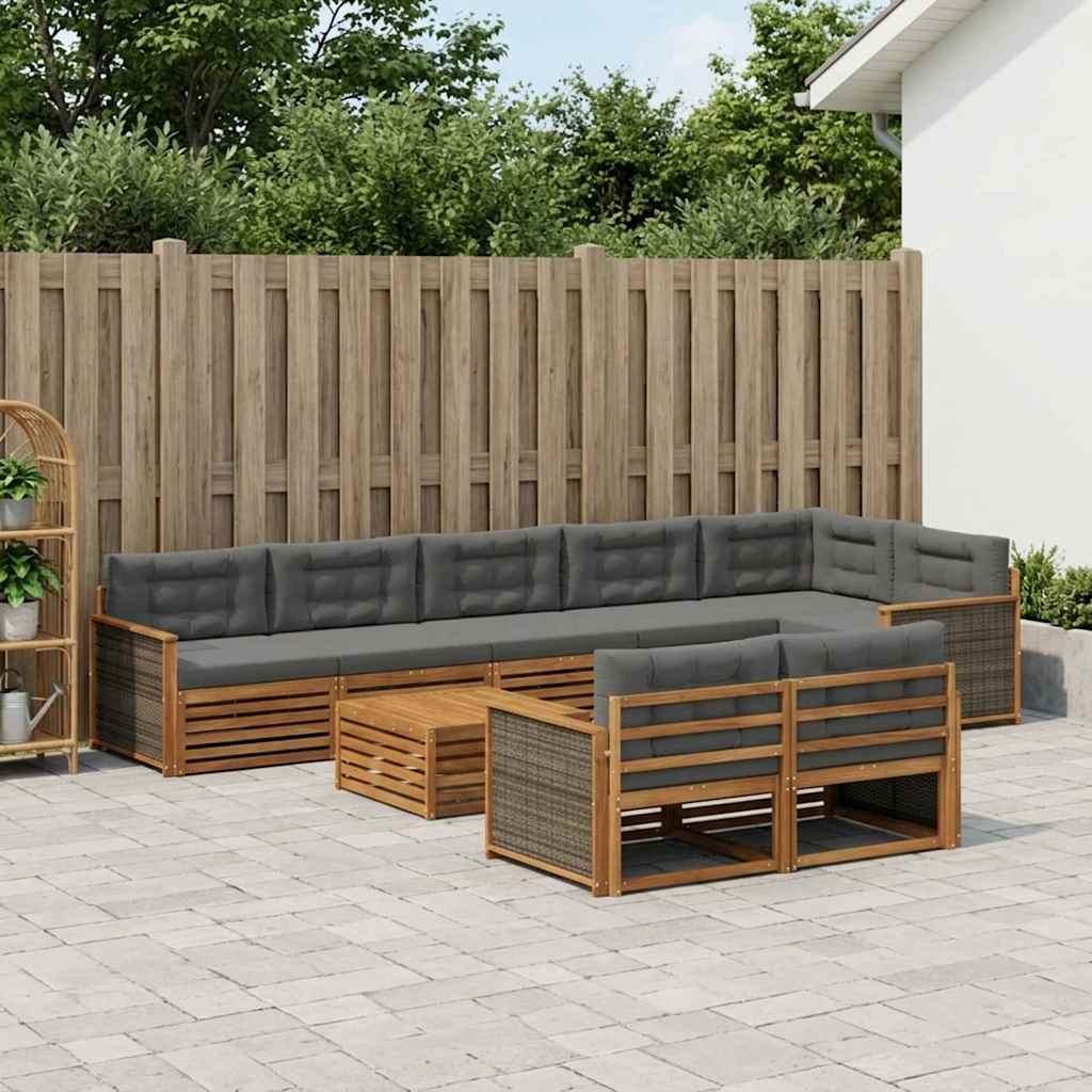 vidaXL Zestaw sof na zewnątrz z poduszką 9 pcs