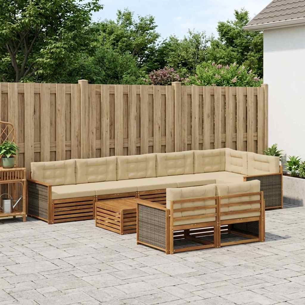 vidaXL Zestaw sof na zewnątrz z poduszką 9 pcs