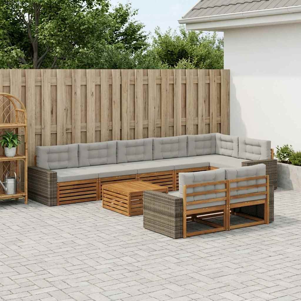 vidaXL Zestaw sof na zewnątrz z poduszką 9 pcs