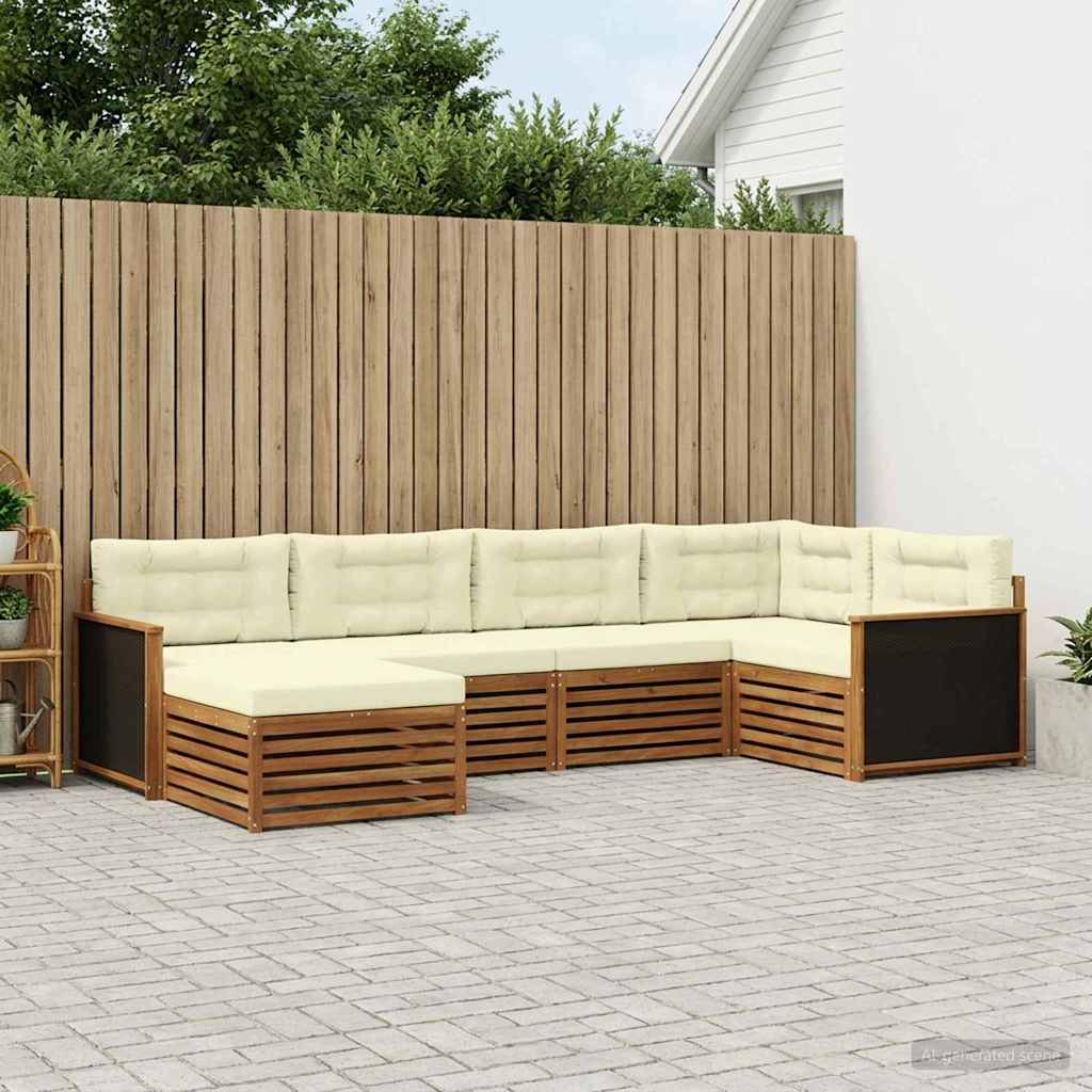vidaXL Zestaw sof na zewnątrz z poduszką 6 pcs Naturalny i Kremowy