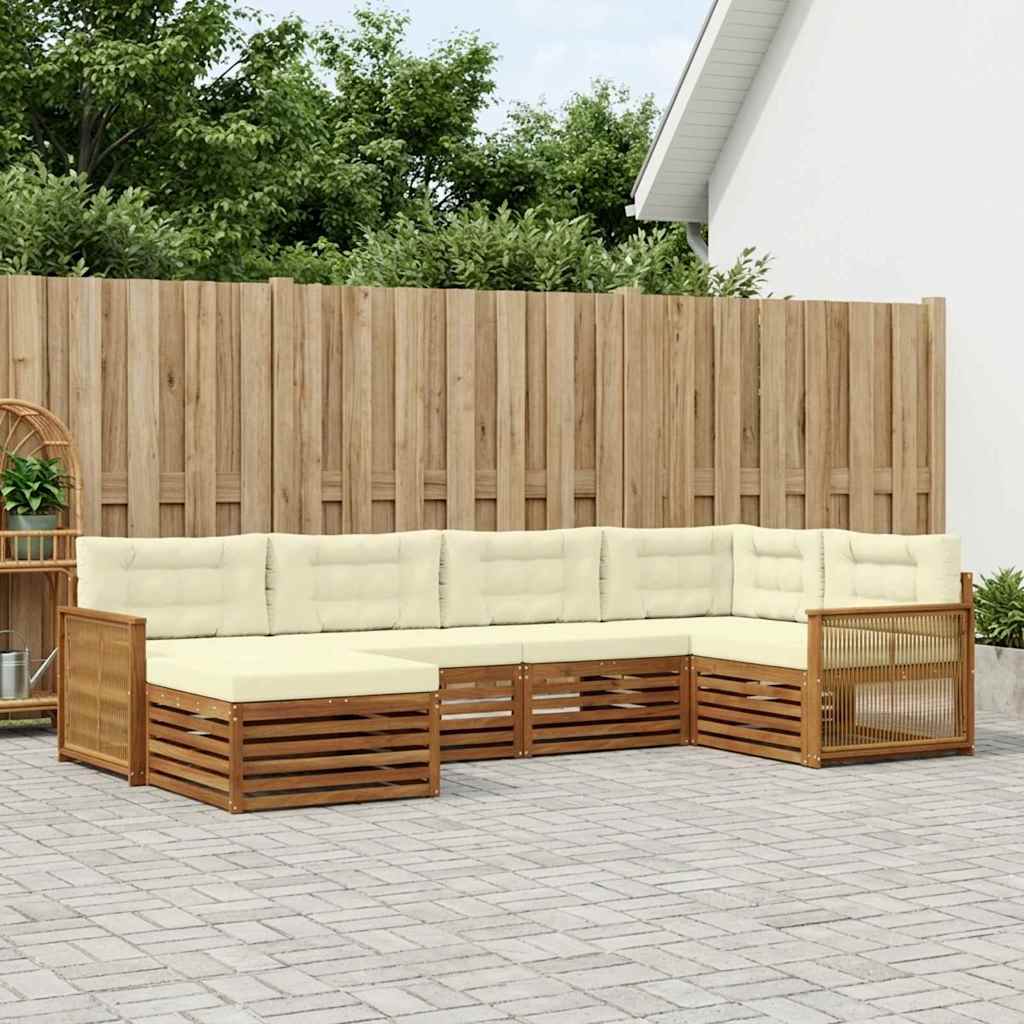 vidaXL Zestaw sof na zewnątrz z poduszką 6 pcs Naturalny i Kremowy