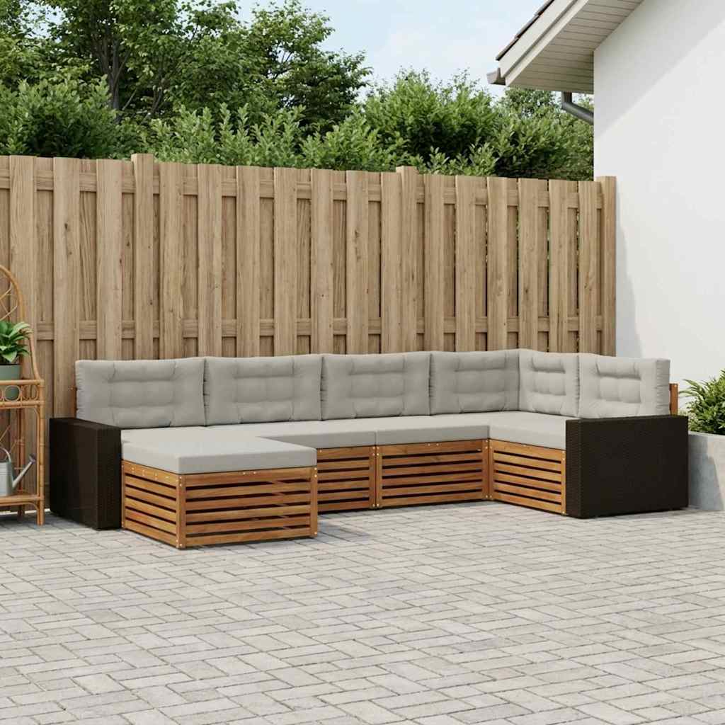 vidaXL Zestaw sof na zewnątrz z poduszką 6 pcs Naturalny i jasnoszary