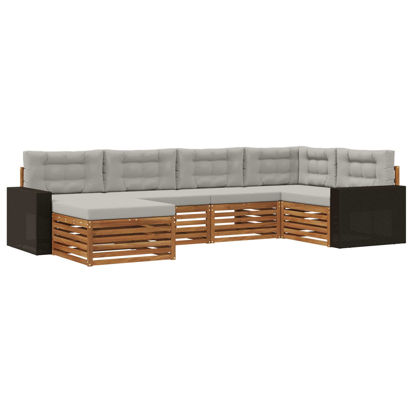 vidaXL Zestaw sof na zewnątrz z poduszką 6 pcs Naturalny i jasnoszary