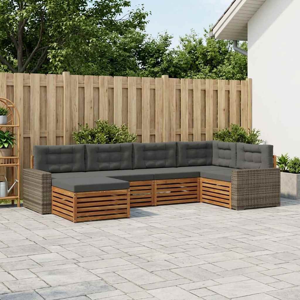 vidaXL Zestaw sof na zewnątrz z poduszką 6 pcs Naturalny i Antracytowy