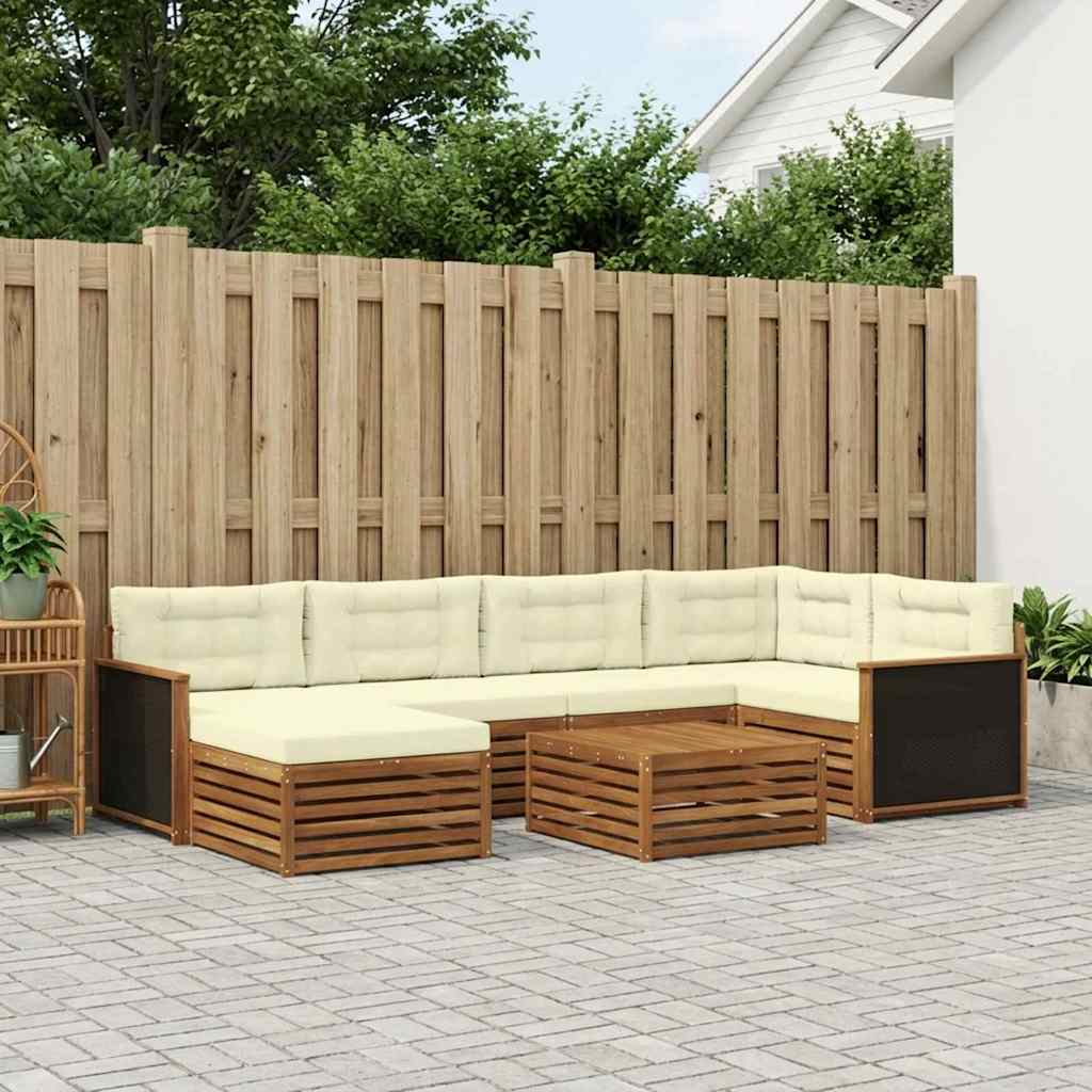 vidaXL Zestaw sof na zewnątrz z poduszką 7 pcs Naturalny i Kremowy