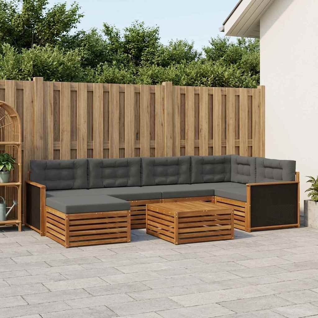 vidaXL Zestaw sof na zewnątrz z poduszką 7 pcs Naturalny i Antracytowy