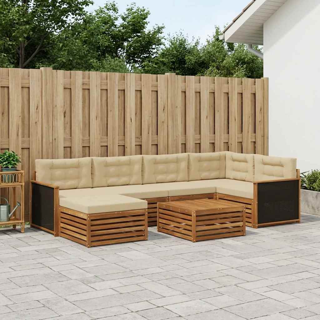 vidaXL Zestaw sof na zewnątrz z poduszką 7 pcs Naturalny i Beżowy