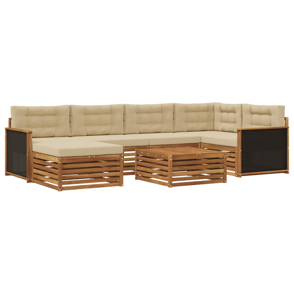vidaXL Zestaw sof na zewnątrz z poduszką 7 pcs Naturalny i Beżowy