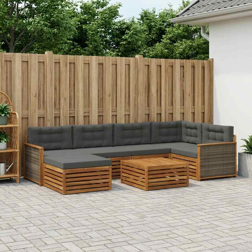 vidaXL Zestaw sof na zewnątrz z poduszką 7 pcs Naturalny i Antracytowy