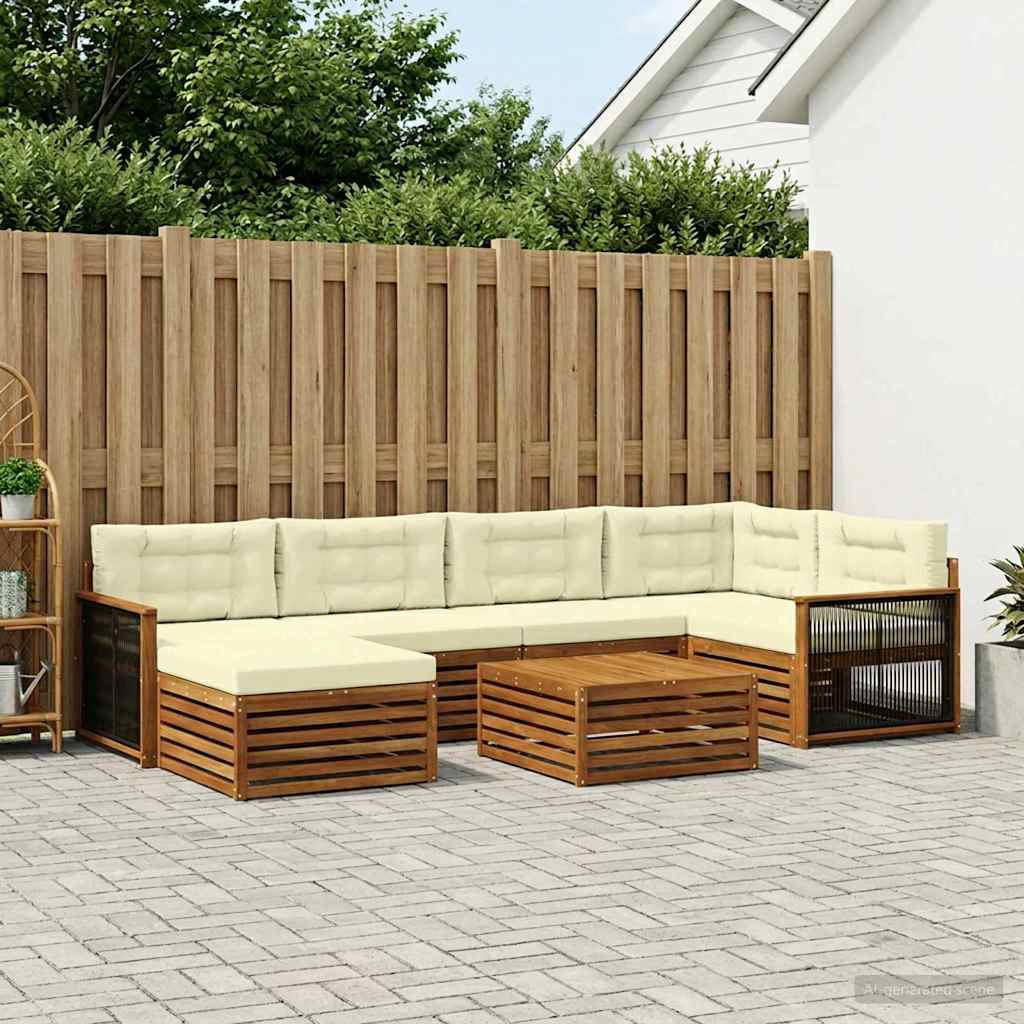 vidaXL Zestaw sof na zewnątrz z poduszką 7 pcs Naturalny i Kremowy
