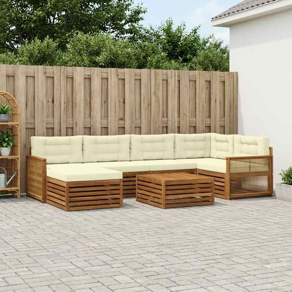vidaXL Zestaw sof na zewnątrz z poduszką 7 pcs Naturalny i Kremowy