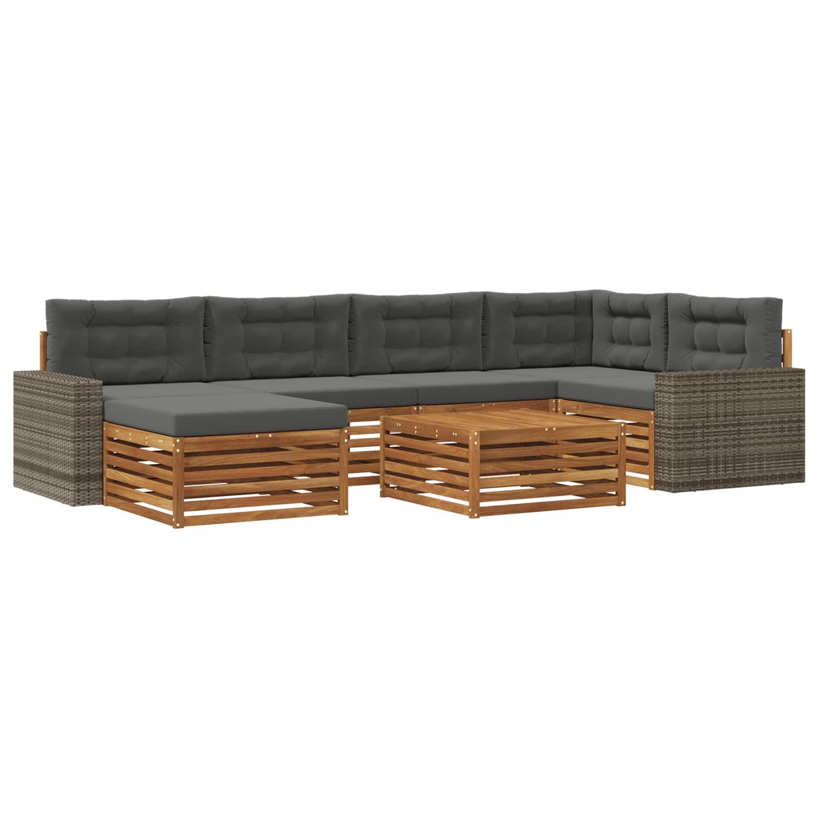 vidaXL Zestaw sof na zewnątrz z poduszką 7 pcs Naturalny i Antracytowy