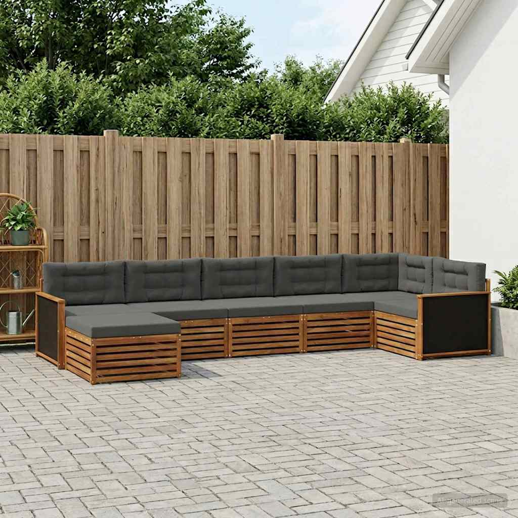 vidaXL Zestaw sof na zewnątrz z poduszką 7 pcs Naturalny i Antracytowy