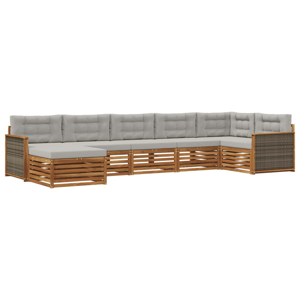 vidaXL Zestaw sof na zewnątrz z poduszką 7 pcs Naturalny i jasnoszary