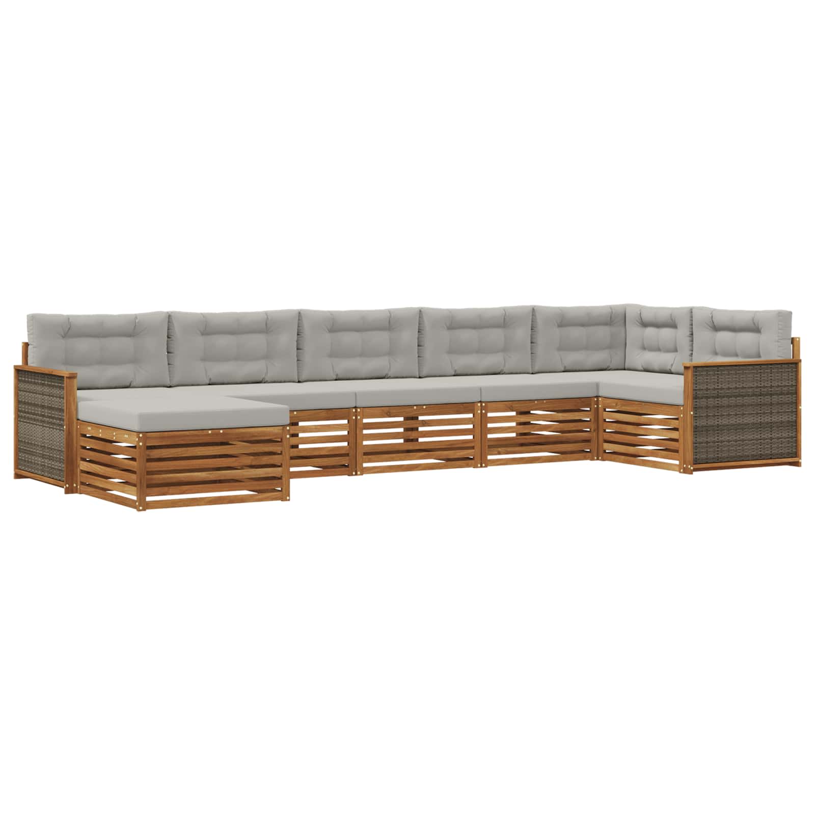 vidaXL Zestaw sof na zewnątrz z poduszką 7 pcs Naturalny i jasnoszary