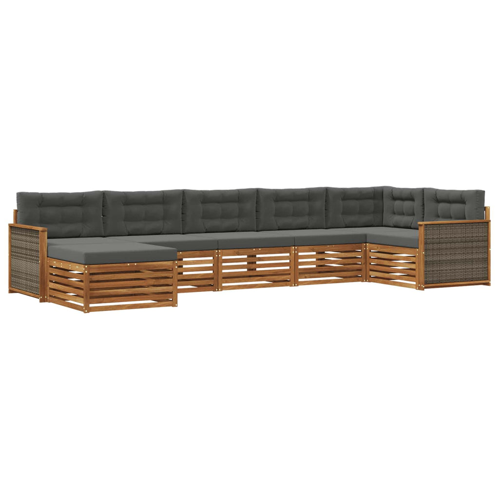 vidaXL Zestaw sof na zewnątrz z poduszką 7 pcs Naturalny i Antracytowy