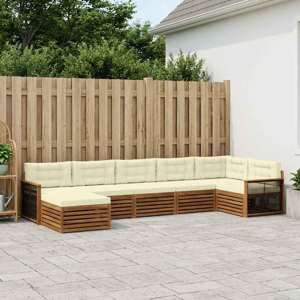 vidaXL Zestaw sof na zewnątrz z poduszką 7 pcs Naturalny i Kremowy