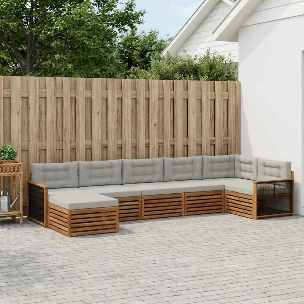 vidaXL Zestaw sof na zewnątrz z poduszką 7 pcs Naturalny i jasnoszary