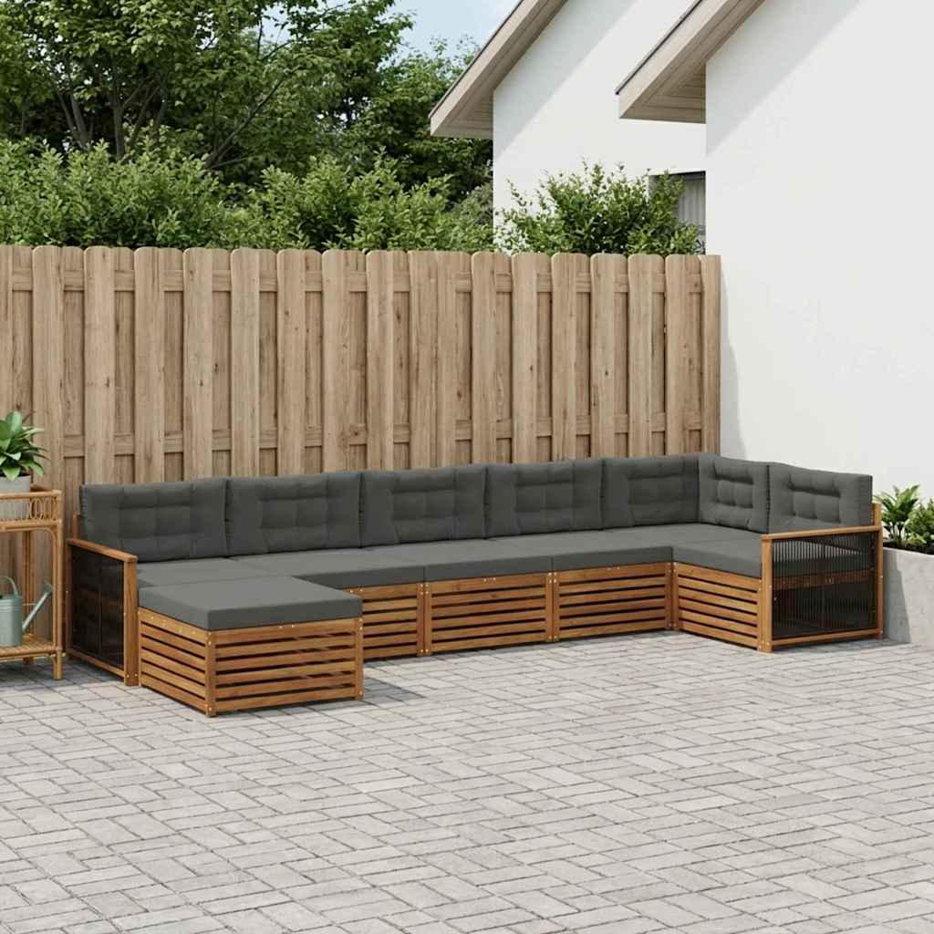 vidaXL Zestaw sof na zewnątrz z poduszką 7 pcs Naturalny i Antracytowy