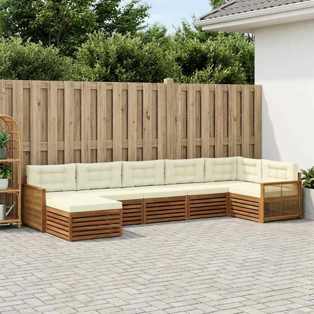vidaXL Zestaw sof na zewnątrz z poduszką 7 pcs Naturalny i Kremowy