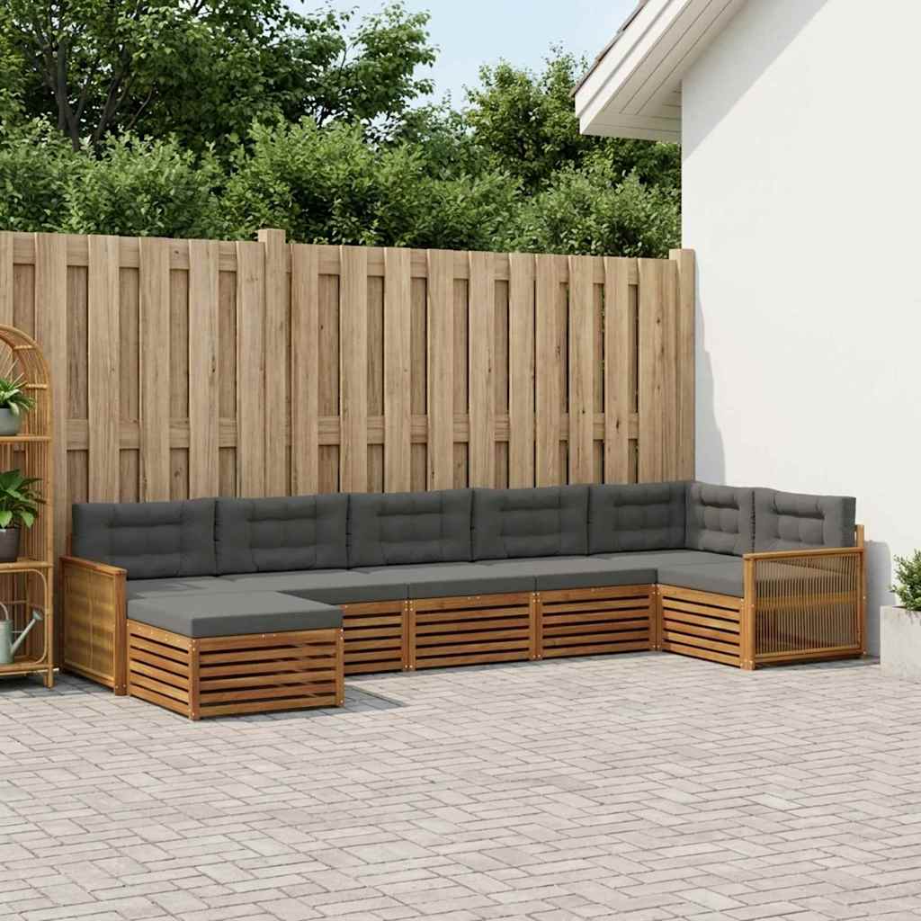 vidaXL Zestaw sof na zewnątrz z poduszką 7 pcs Naturalny i Antracytowy