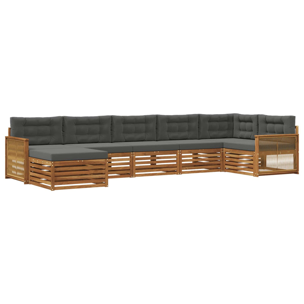 vidaXL Zestaw sof na zewnątrz z poduszką 7 pcs Naturalny i Antracytowy
