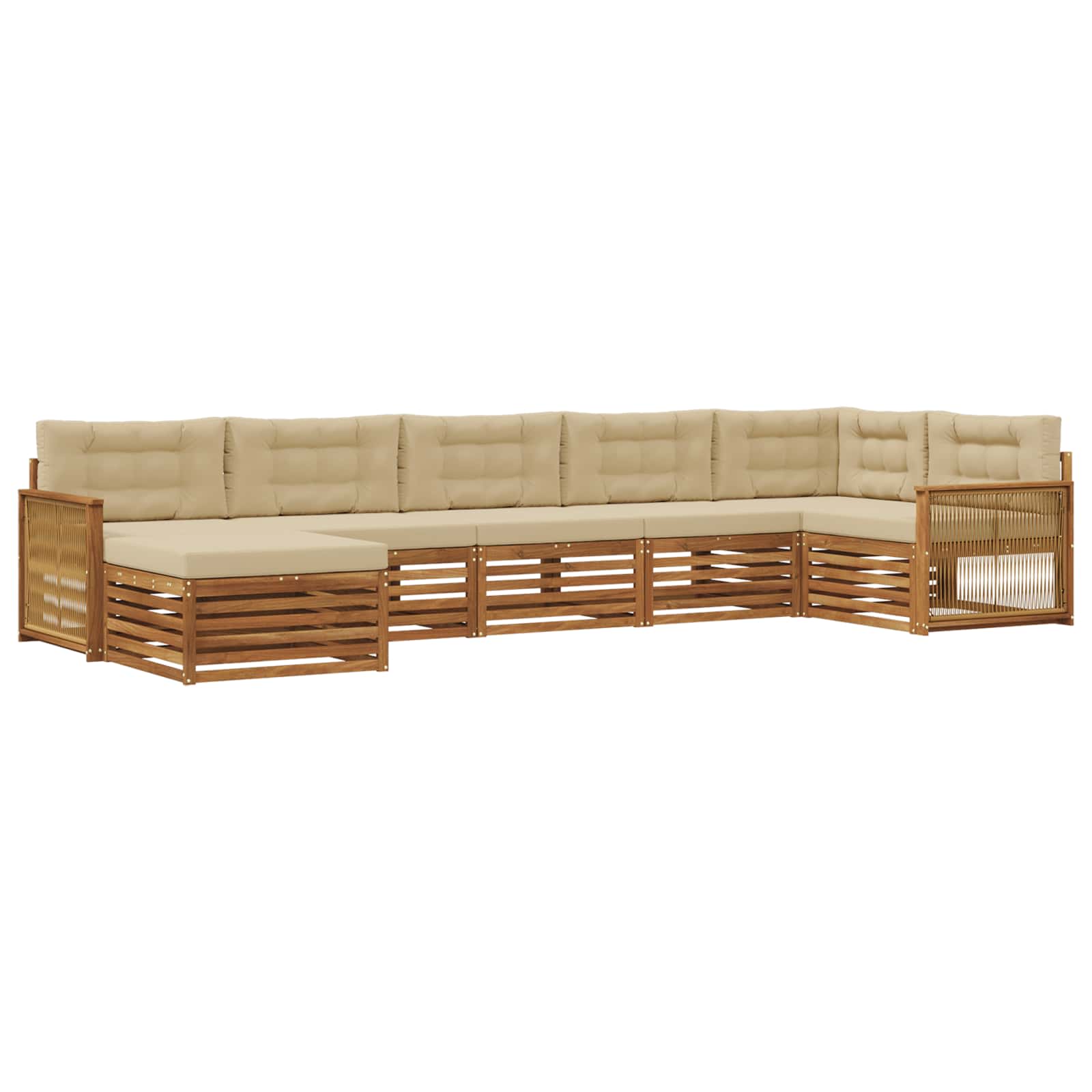vidaXL Zestaw sof na zewnątrz z poduszką 7 pcs Naturalny i Beżowy