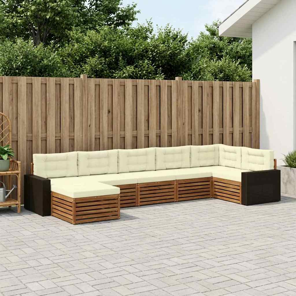 vidaXL Zestaw sof na zewnątrz z poduszką 7 pcs Naturalny i Kremowy