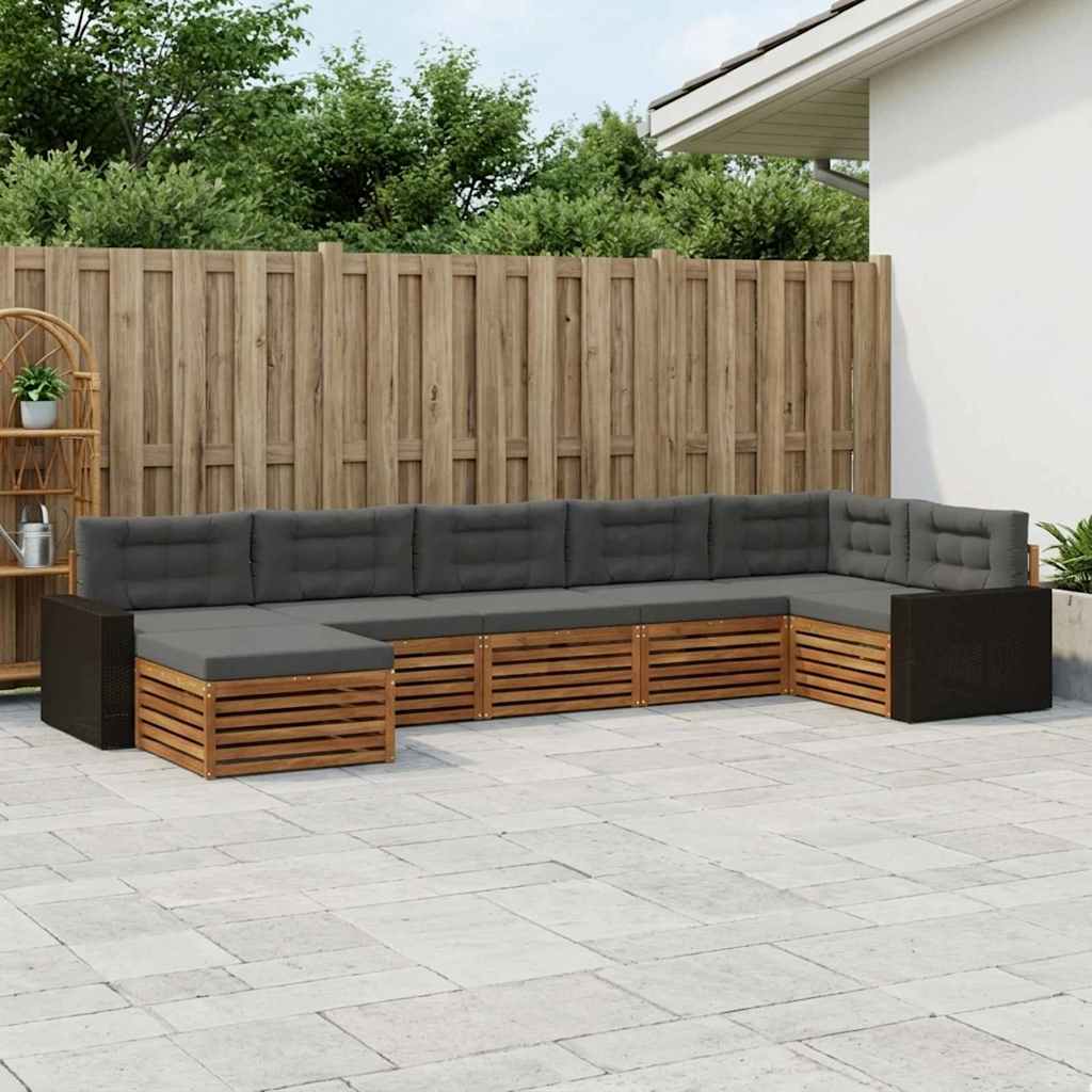 vidaXL Zestaw sof na zewnątrz z poduszką 7 pcs Naturalny i Antracytowy