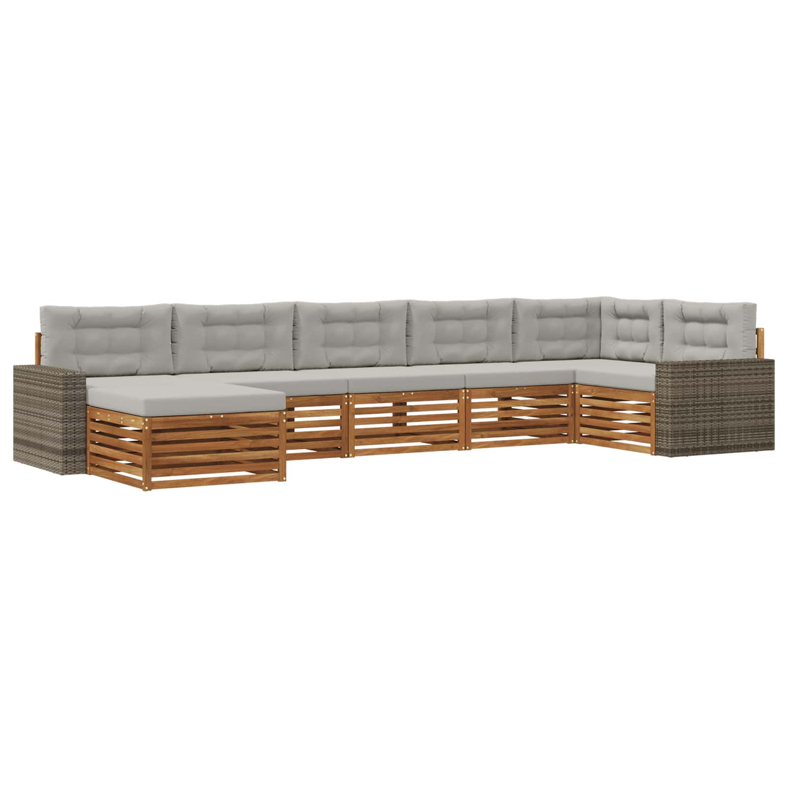 vidaXL Zestaw sof na zewnątrz z poduszką 7 pcs Naturalny i jasnoszary