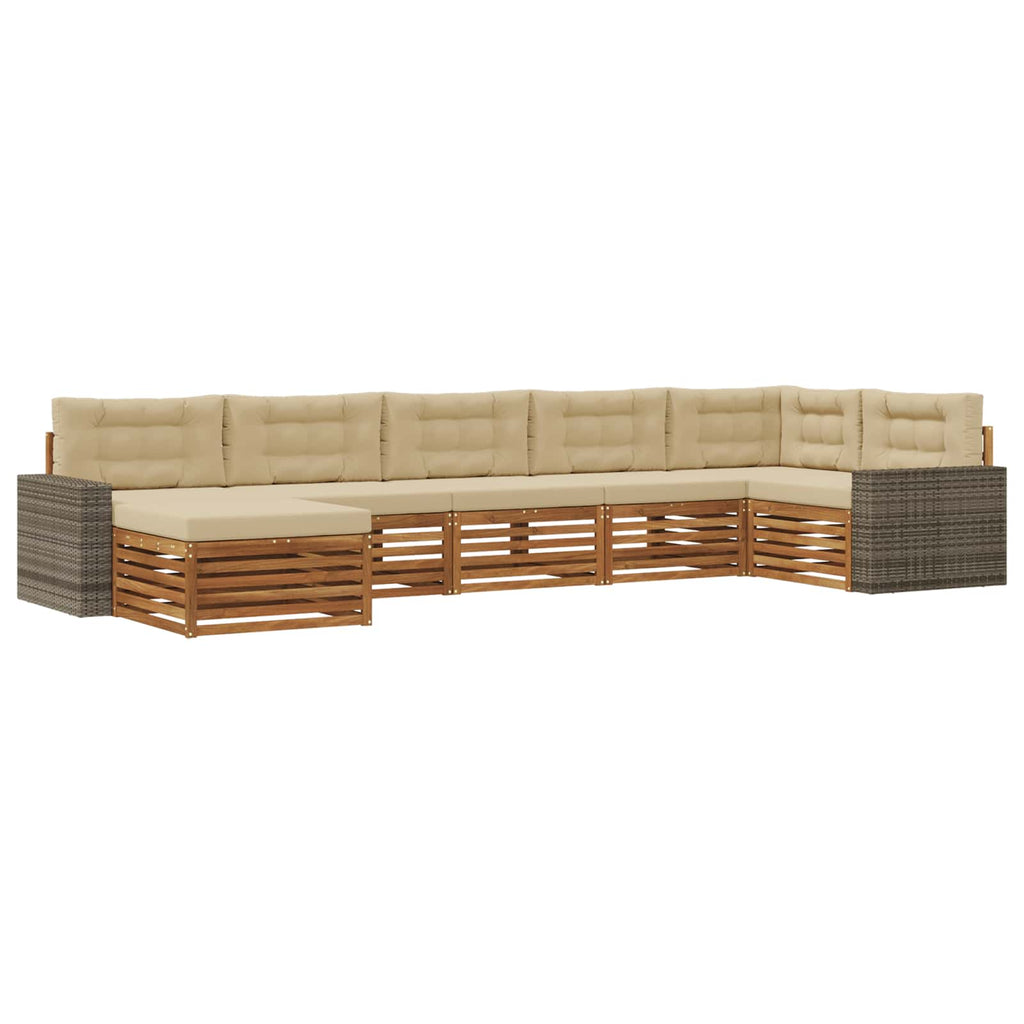 vidaXL Zestaw sof na zewnątrz z poduszką 7 pcs Naturalny i Beżowy