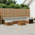 vidaXL Zestaw sof na zewnątrz z poduszką 8 pcs Naturalny i jasnoszary