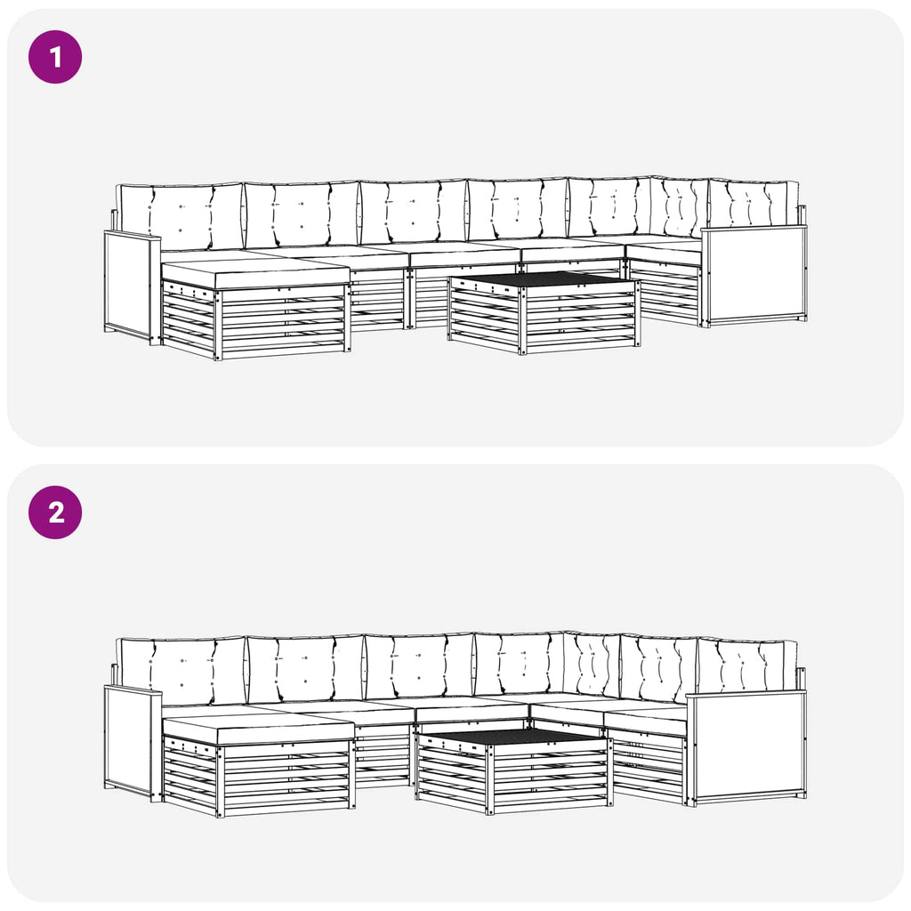 vidaXL Zestaw sof na zewnątrz z poduszką 8 pcs Naturalny i Beżowy