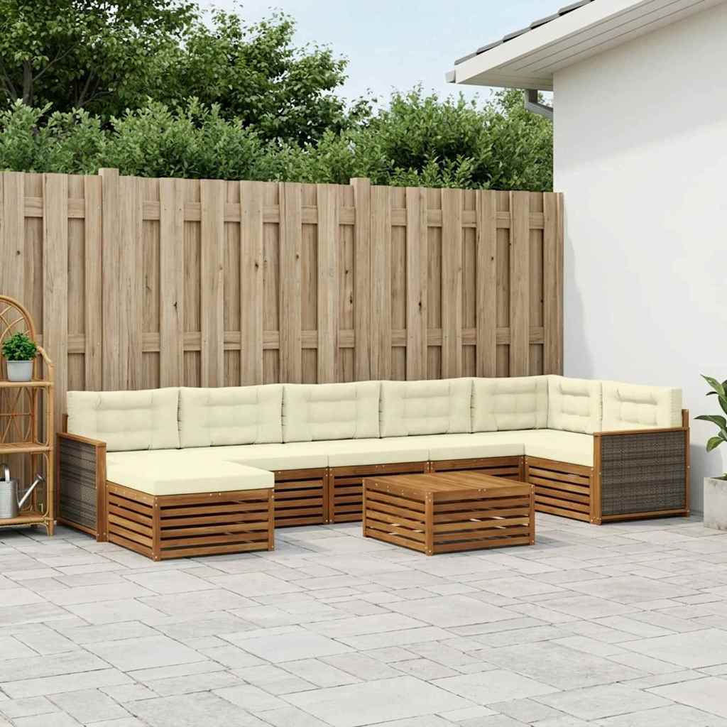 vidaXL Zestaw sof na zewnątrz z poduszką 8 pcs Naturalny i Kremowy