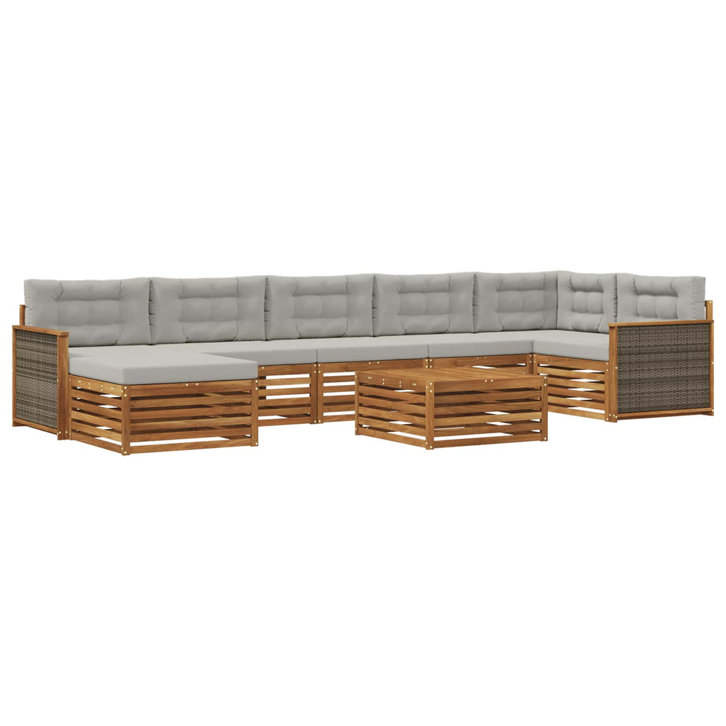 vidaXL Zestaw sof na zewnątrz z poduszką 8 pcs Naturalny i jasnoszary