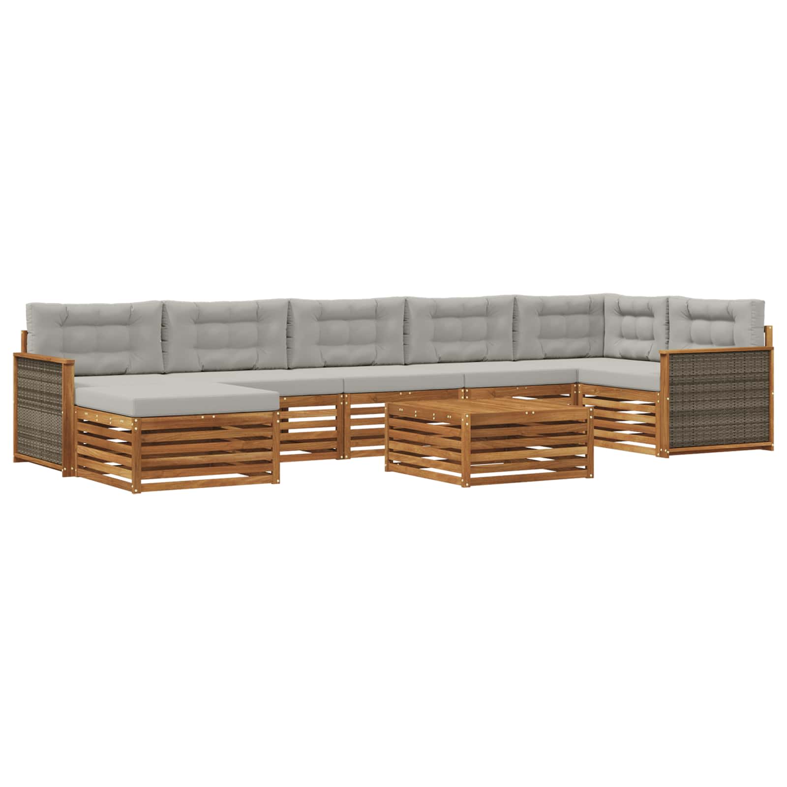 vidaXL Zestaw sof na zewnątrz z poduszką 8 pcs Naturalny i jasnoszary
