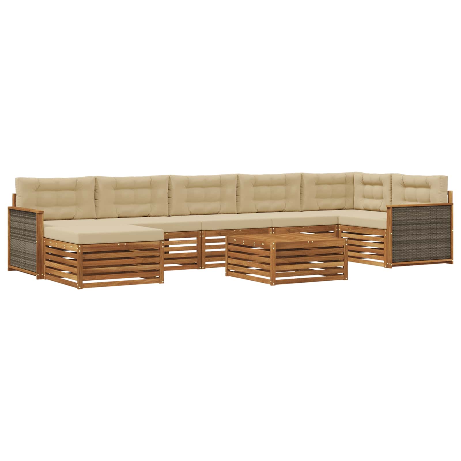 vidaXL Zestaw sof na zewnątrz 8 pcs Naturalny i Beżowy