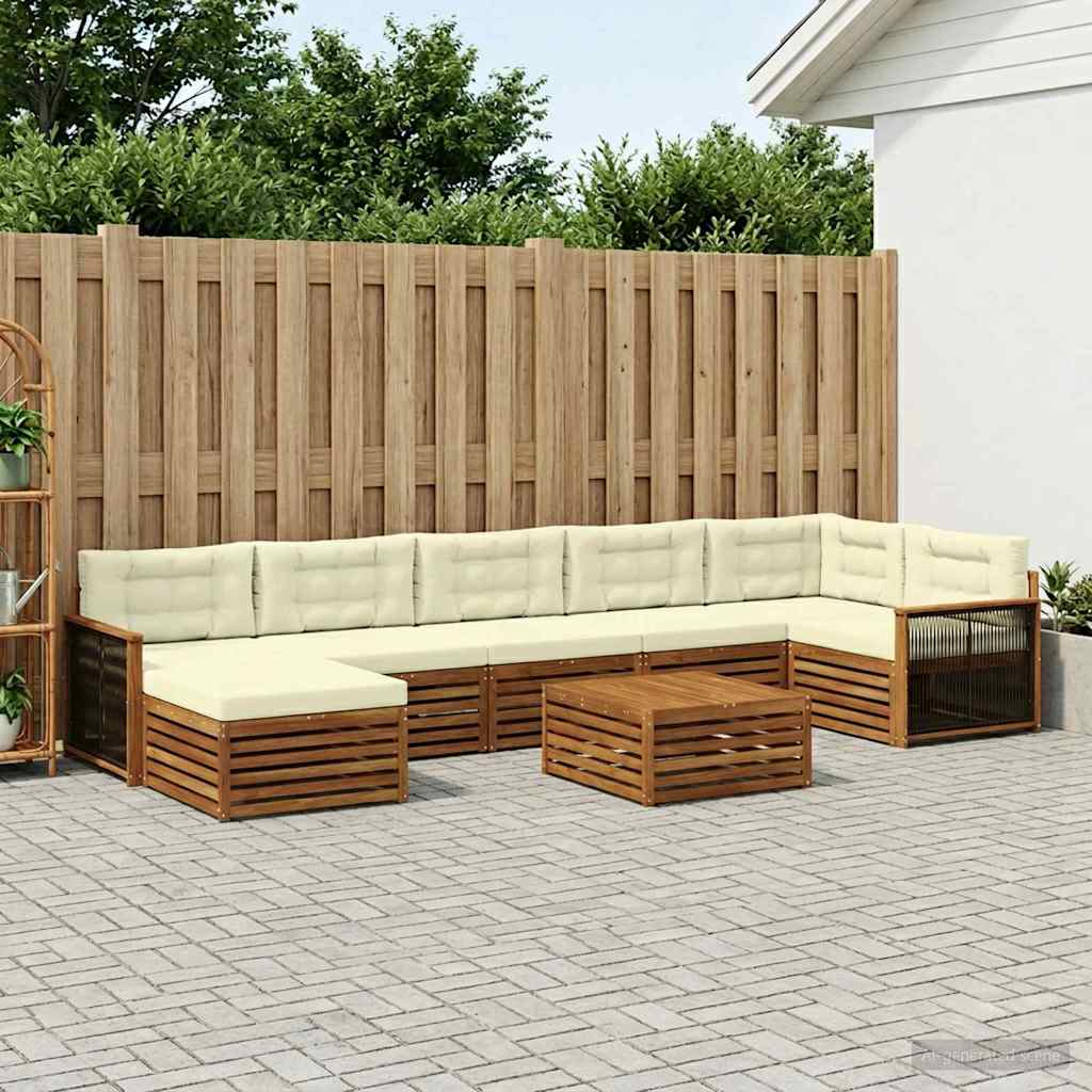 vidaXL Zestaw sof na zewnątrz z poduszką 8 pcs Naturalny i Kremowy