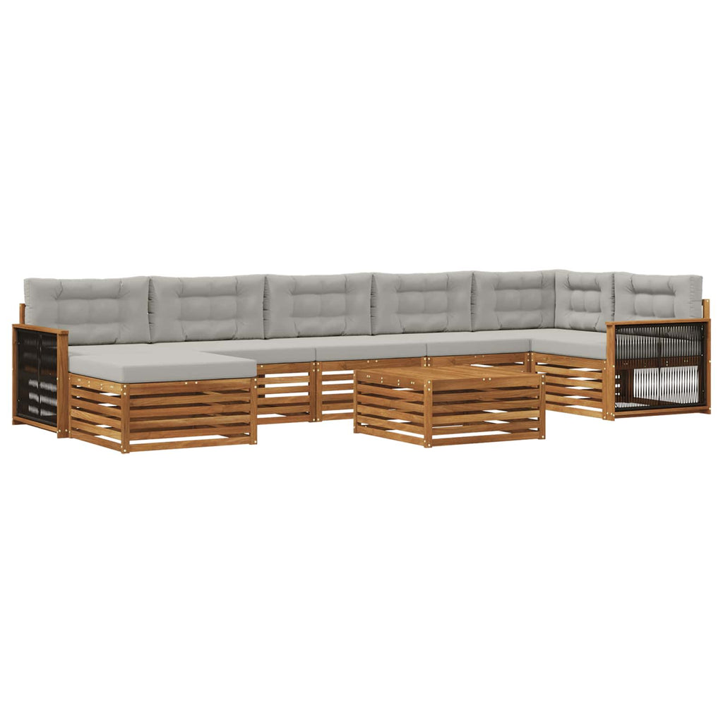 vidaXL Zestaw sof na zewnątrz z poduszką 8 pcs Naturalny i jasnoszary