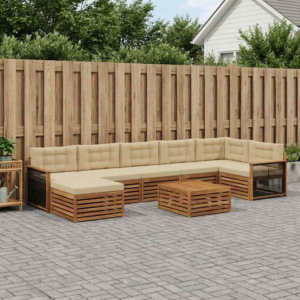 vidaXL Zestaw sof na zewnątrz z poduszką 8 pcs Naturalny i Beżowy