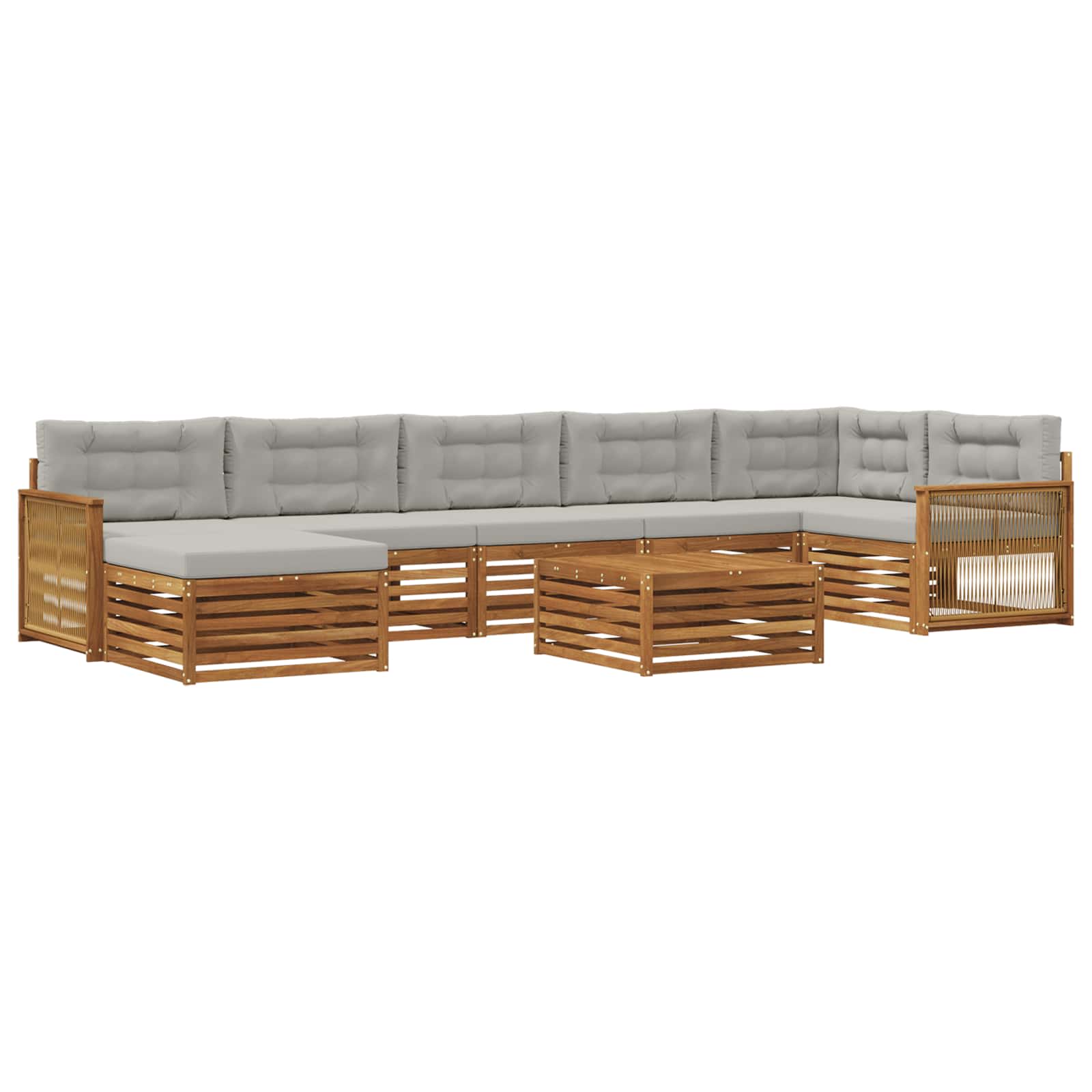 vidaXL Zestaw sof na zewnątrz z poduszką 8 pcs Naturalny i jasnoszary