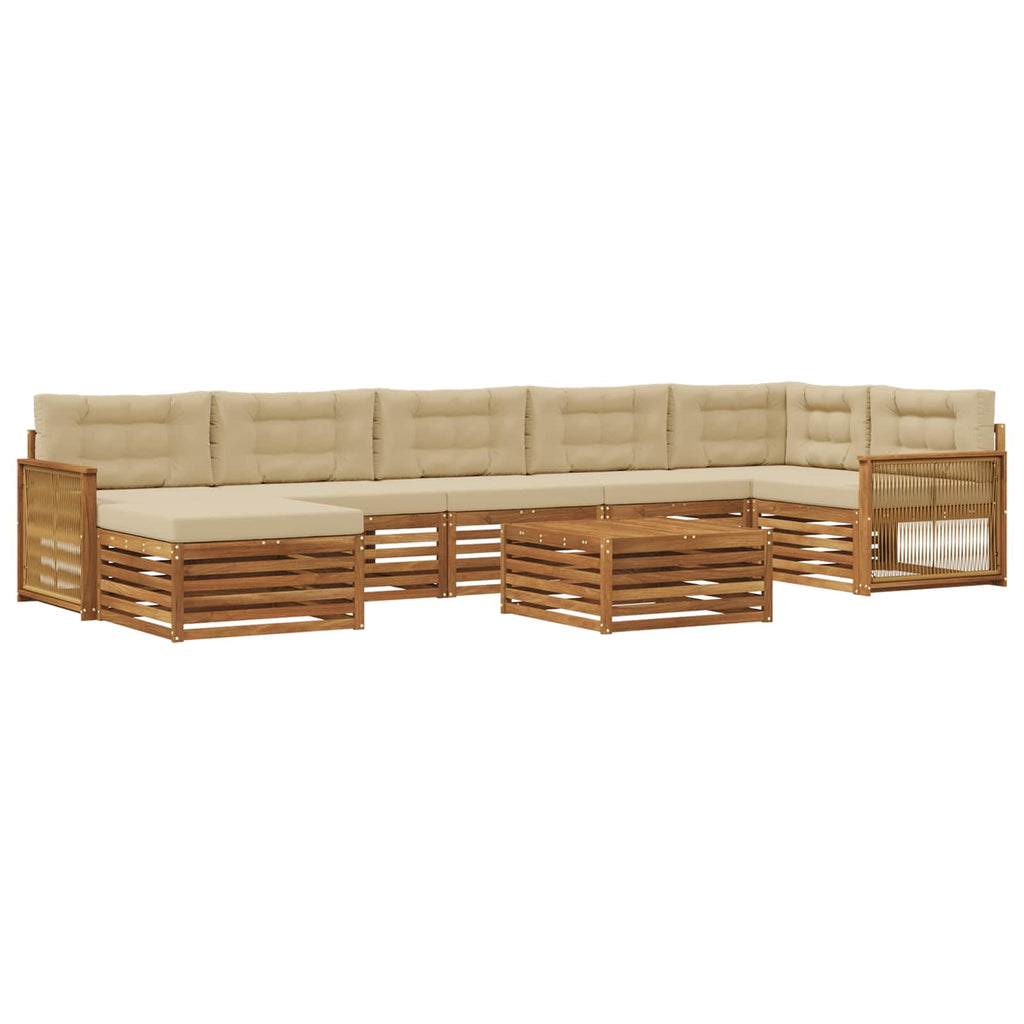 vidaXL Zestaw sof na zewnątrz z poduszką 8 pcs Naturalny i Beżowy