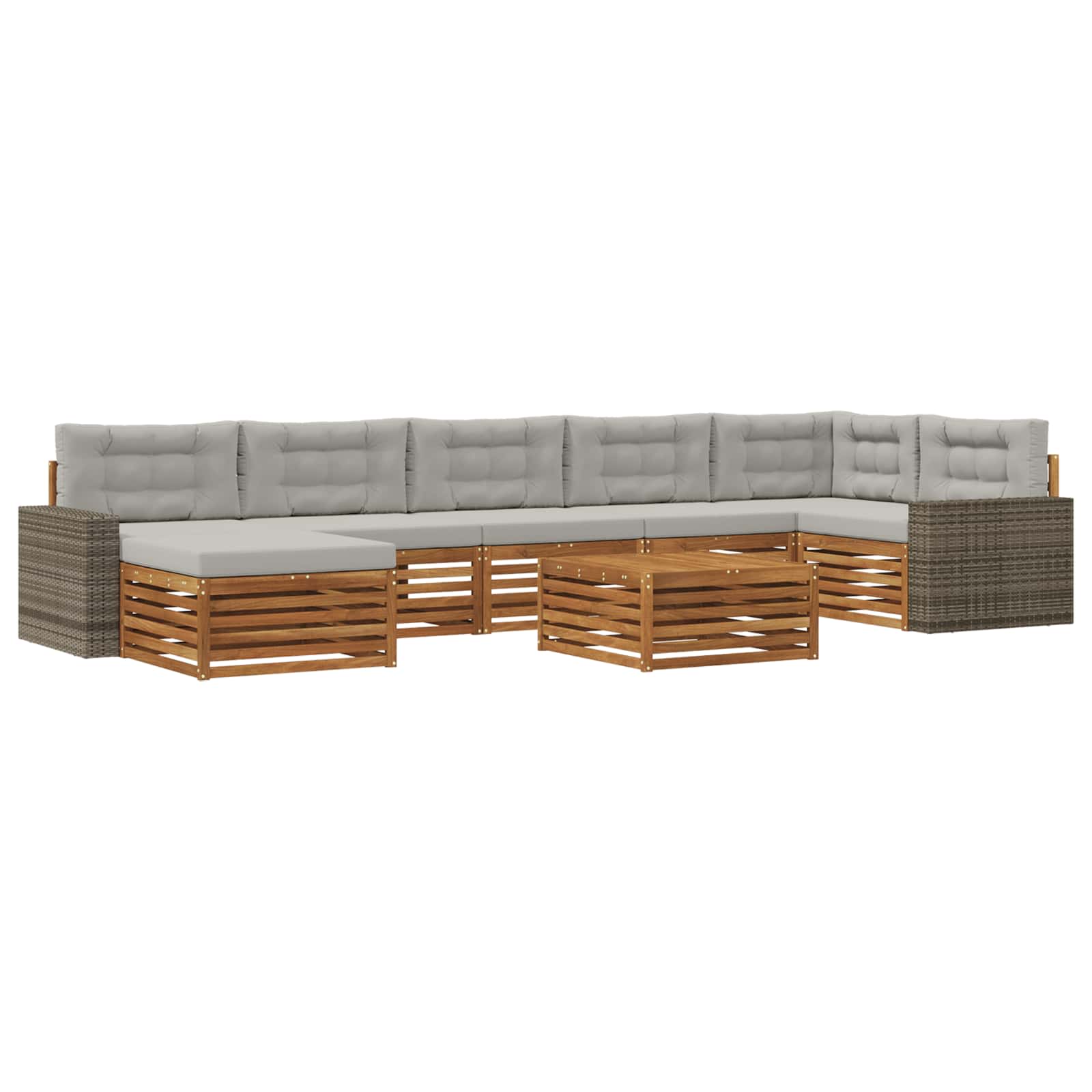 vidaXL Zestaw sof na zewnątrz z poduszką 8 pcs Naturalny i jasnoszary