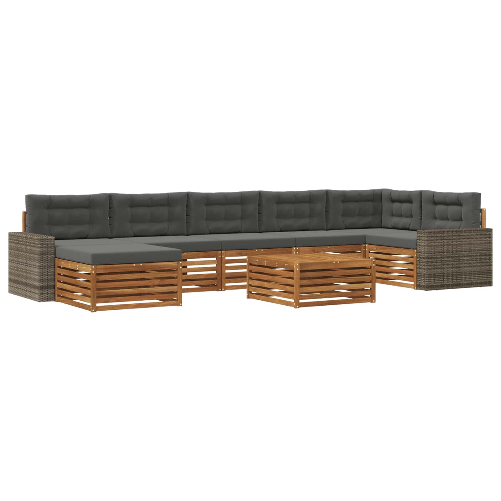 vidaXL Zestaw sof na zewnątrz z poduszką 8 pcs Naturalny i Antracytowy