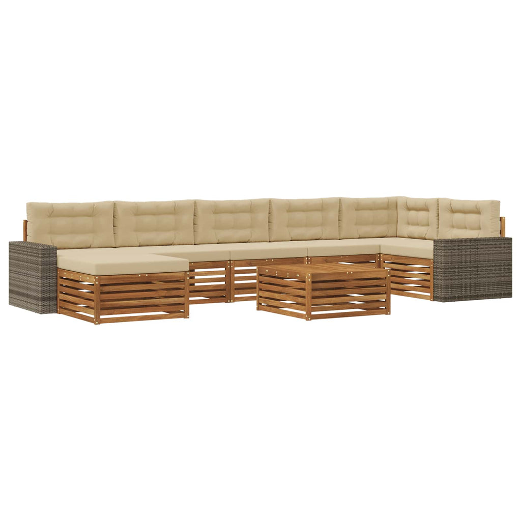 vidaXL Zestaw sof na zewnątrz z poduszką 8 pcs Naturalny i Beżowy
